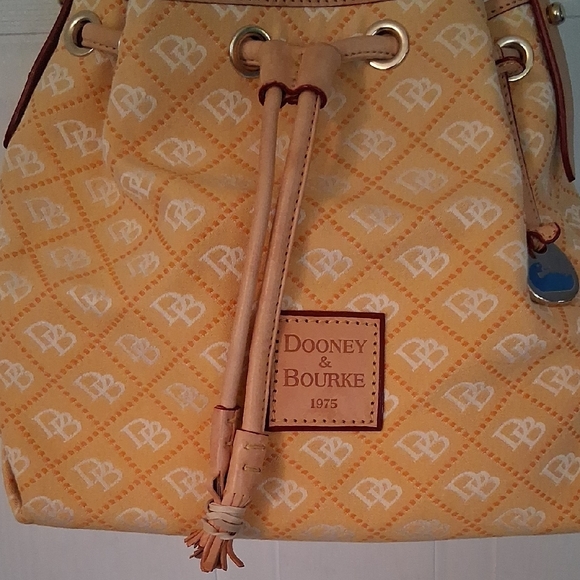 Dooney & Bourke Yellow Coated Cotton Drawstring Shoulder Bag - Picture 7 of 8